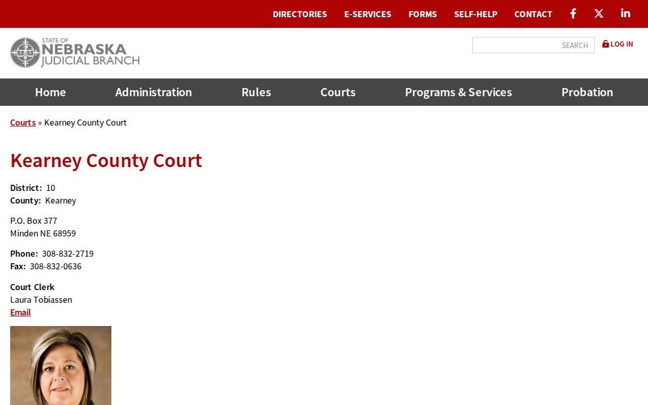 Official Kearney County Court contact page, Kearney County warrant records