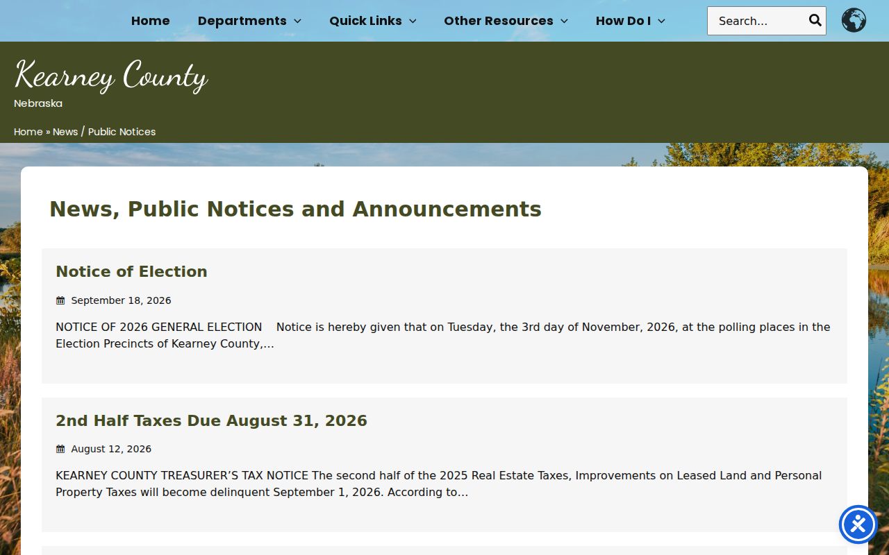 Kearney County public notices index, Kearney County warrant records