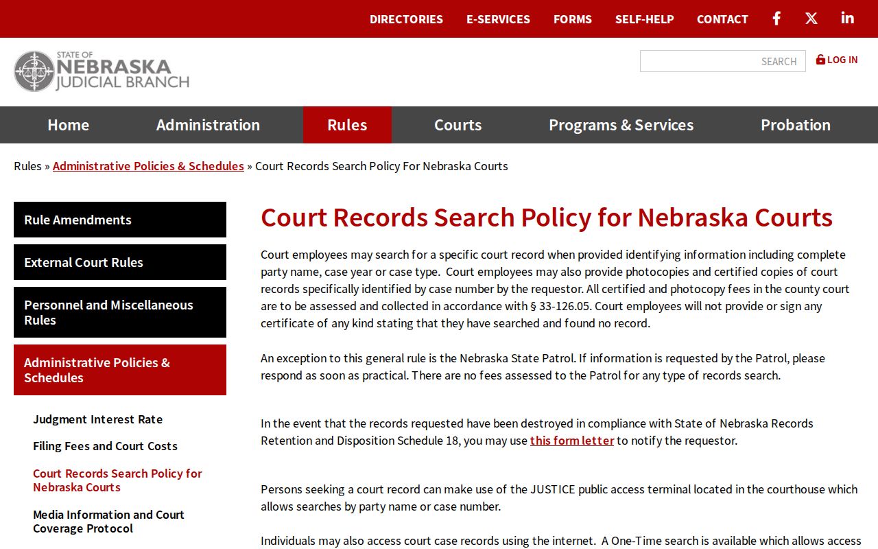 Official Nebraska court records search policy and public terminal information, Kearney County warrant records